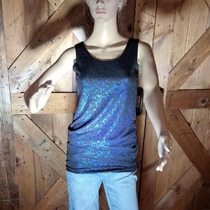Blue Sequin Sleeveless Tank Top